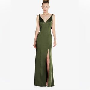 Olive Green Bridesmaids Black Tie Dress - Size 6